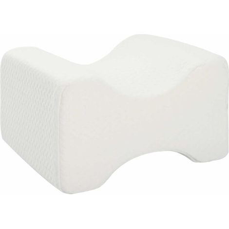 Coussin blanc pour les genoux, rempli de mousse à mémoire de forme et de fibres de polyester. (1/5)