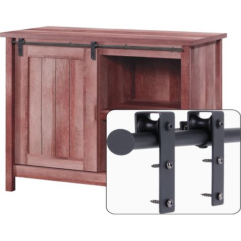 3.9FT/1.2M Kit Hardware Kit Porta Fienile Scorrevole, Kit Binario Porta Scorrevole Per Supporto Tv, Doppia Porta, Piccolo Armadio