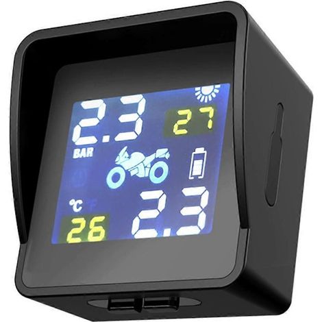 Capteur auto High – Precision Solar Motorcycle TPMS Tire Tyre Pressure Monitoring Alarms System with 2 Sensors TPMS Bluetooth (1/5)