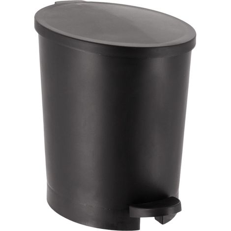 Cubo de basura negro de 4 litros con pedal y tapa. (1/4)