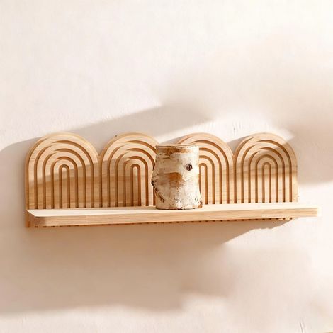 Étagères murales rustiques en bois, Design arc-en-ciel, présentoirs décoratifs pour plantes succulentes, 1 pièce (1/5)