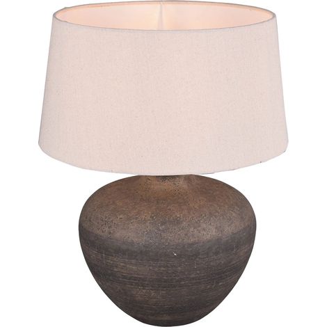 Lampe de table LOU brune E27 46 cm abat-jour beige RL (1/5)