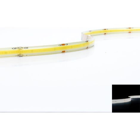 COB 24V CRI90 LED Streifen 5M 11W/m 480LED/m 8mm - Lichtfarbe: Kaltweiß 6500K - Schutzart: IP65 (1/5)