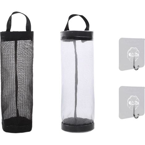 Support de Sac en Plastique, Organisateur de Sac en Filet Suspendu, Distributeur de Sac D'épicerie Pliant, Rangement pour Sac Poubelle, avec Crochets Aide de Cuisine à Domicile (1/5)