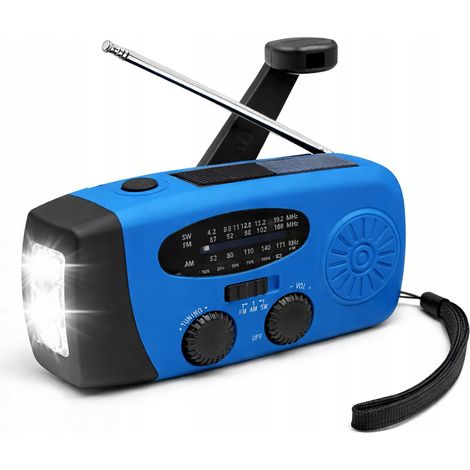 Radio solar portátil Sanelite con antena de manivela, linterna y batería externa 3 en 1. (1/5)