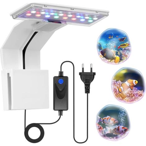 Lampe Clip Aquarium LED 9W, Éclairage Réglable 3 Modes de Couleur pour Croissance Plantes et Nano Bac Prise UE (1/5)