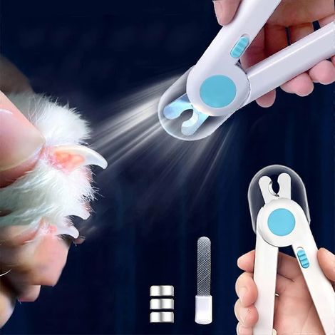 Coupe-ongles pour animaux avec lumière LED, protection anti-coupure, pour chiens, chats, lapins et cochons d'Inde de petite et moyenne taille. Outil de toilettage bleu. (1/5)