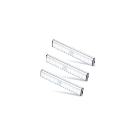 Set mit 3 kabellosen LED-Lampen, 10 LEDs, USB-aufladbar, tragbar, weiß. – Crezuo