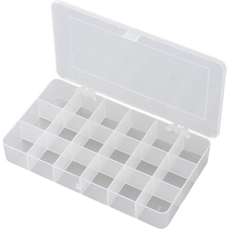 TRU COMPONENTS E-107 Sortimentskasten (L x B x H) 210 x 112 x 30 mm Anzahl Fächer: 18 feste Untertei