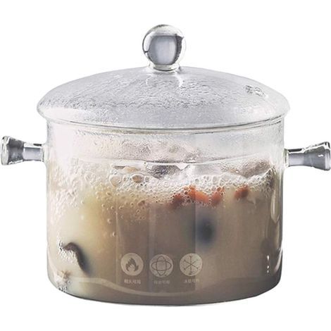 Pot en Verre pour Cuisine, Double Poignée Marmites (1/5)