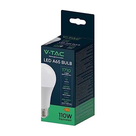 V-TAC VT-2017 AMPOULE LED E27 GOUTTE A65 17W LAMPE LUMIÈRE FROIDE 6500K - SKU 214458