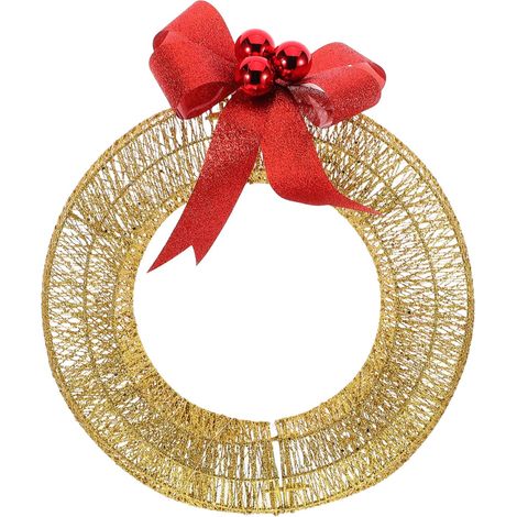 Couronne Décorative avec Nœud Et Lumières LED Couronne De Noël à Suspendre Décoration Intérieure Et Extérieure pour Fêtes (1/5)