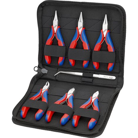 KNIPEX 00 20 16 Astuccio con pinze per elettronica con utensili per impiego su componenti elettronici 7 pezzi 215 mm