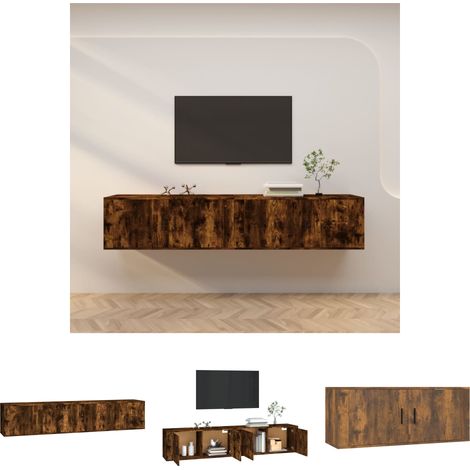 The Living Store TV-Wandschränke 2 Stk. Räuchereiche 100x34,5x40 cm - TV-Möbel (1/5)