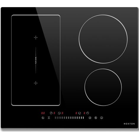 NOXTON Plaque Induction 4 Feux avec Flexizone, Plaque Eletrique 4 Foyers Encastrable, Table de Cuisson Induction 60 cm avec Curseur, Booster, Minuterie, Sécurité Enfant, 220V-240V, 7200W, Sans Prise (1/5)