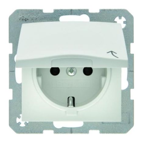Berker prise SCHUKO avec couvercle rabattable S.1/B.3 /B.7 blanc polaire mat 47511909