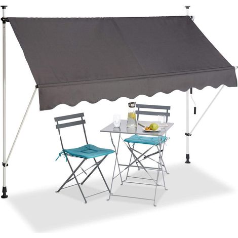 Bc-elec - HHYVA2512-ant Manuell einziehbare Markise f�r Terrasse & Patio 250x120cm antrazitgrau