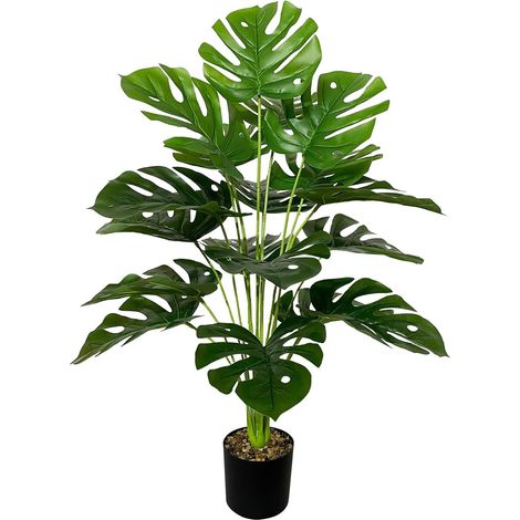 Grandes Plantes Artificielles Interieur Extérieur en Pot Fausse Plante Verte Décoration avec Faux Branches pour Maison Chambre Salon Balcon Cour Jardin Bureau (75cm Grand Palmier Monstera) (1/5)