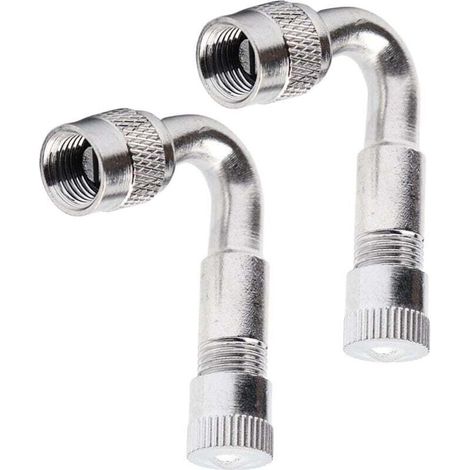10 rallonges de valve en cuivre, adaptateur de valve d'angle, rallonge de valve de voiture, rallonge de valve de pneu, valve d'angle pour voiture, moto, vélo, scooter (angle argent 45°)4 (1/4)