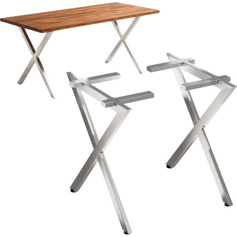 DanDiBo 2x Tischbeine Edelstahl 72 x 68 cm Tischgestell Höhenverstellbar 96678 Tischfüße Möbelfüße Tischkufen Esstisch Beine (1/5)