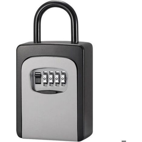 Coffre-fort à clés avec cache anti-poussière pas besoin d'installer un mot de passe à combinaison à 4 chiffres, Gris (1/5)