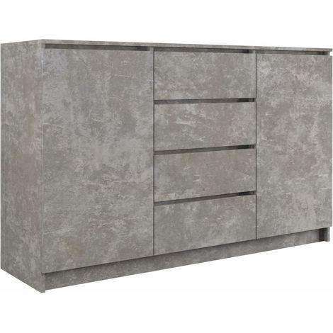 Moderne Kommode mit 4 Schubladen und 2 Schränken 120cm, Beton Sideboard Bella (1/5)