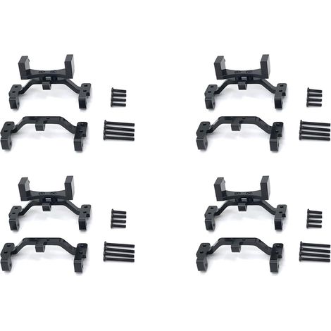 4X pour MN D90 D91 D96 MN99S 1/12 Pièces de Mise à Niveau de Voiture TéléCommande SièGe de Base de Tige de Traction en Métal et Accessoires de de Support de Servo, Noir (1/2)
