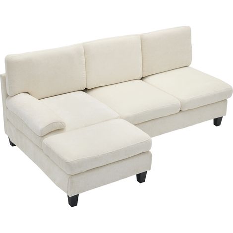 Canapé d'angle rembourré 194 x 118 x 81 cm, canapé 3 places en L pour salon, appartement, lounge et chambre – canapé-lit d'angle, canapé de détente, beige, lin (1/5)