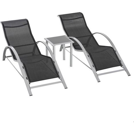 Salon de jardin 3 pièces, 2 fauteuils et 1 table d'appoint + ensemble salon de jardin, métal mesh noir, résistant aux intempéries (1/5)