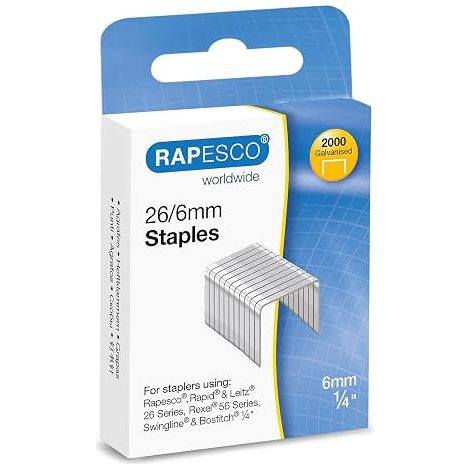 RAPESCO BOÎTE DE 2000 AGRAFES 26/6 MM ARGENT S2662MA3