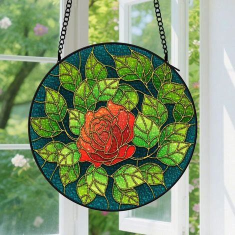 12.5cm Suspension en Vitrail, Attrape-Soleil Minimaliste pour Porte Maison, Cadeau Fête des Pères, Anniversaire pour Homme, Femme, Maman (1/5)
