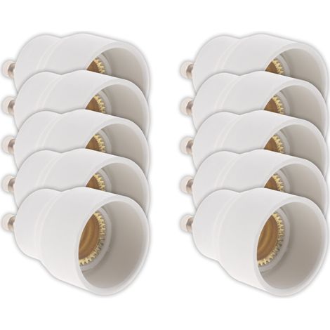 Lot de 10 adaptateurs de douille GU40 vers E14 à baïonnette - ampoules LED - Blanc - Zenitech