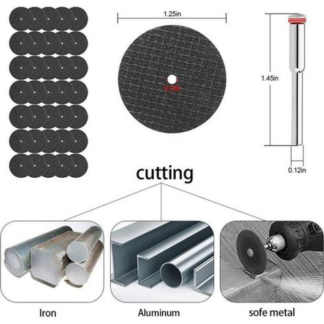 Kit de 60 disques de coupe rotatifs, disques de coupe en résine, mini lames de scie HSS, kit de coupe diamant avec mandrins pour bo (1/4)