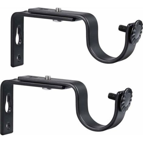 2pcs Support de tringle, réglable 20-28mm, fer robuste, noir, pour décoration intérieure (1/4)