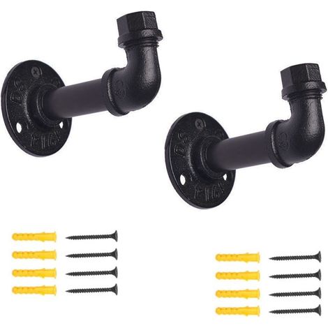 2 Pièces Porte-manteaux en Métal en Forme de Tuyau,Noirs Rétro Fixation Murale Patères, pour Magasins ou Décoration Antique de Maison (1/5)