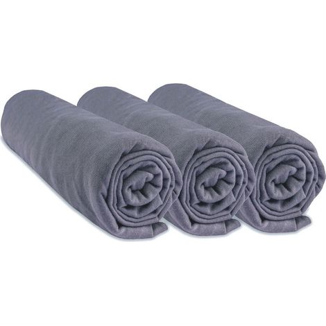 Drap housse 70x160 cm Bébé Coton Jersey Gris (Lot de 3) (1/4)