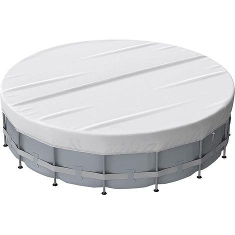 Bâche ronde pour piscine hors sol, chauffage, pliable, anti-poussière, polyester 210D, cordon de serrage, pour piscines gonflables rondes et cadres (2,4 m, argenté) (1/5)
