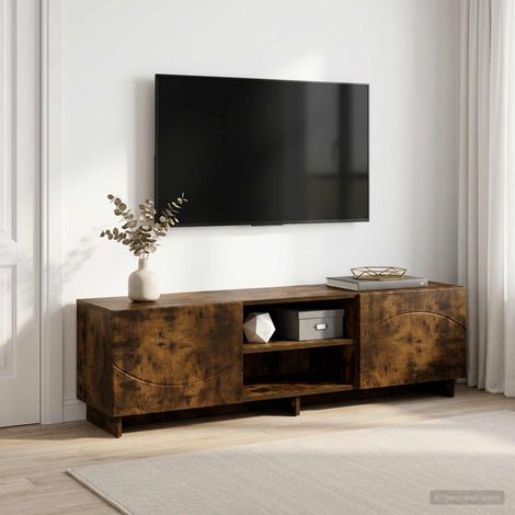 vidaXL TV Stand 140 x 34.5 x 40 cm Smoked Oak Engineered Wood (1/5)
