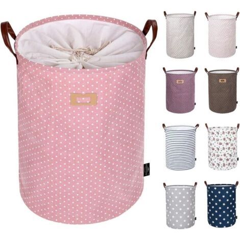 Cesta organizadora de ropa plegable de 19 pulgadas, bolsa de lavandería de gran capacidad, color rosa.