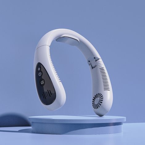 Ventilatore da collo portatile, pieghevole, senza pale, ricaricabile tramite USB, ideale per sport e allenamento. (1/5)
