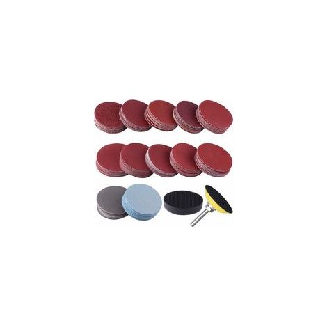 120 Pièces Disques Abrasifs 50mm Disques de Ponçage Grain 60 80 100 180 240 400 600 800 1000 1200 2000 3000 pour Meulage Fraisage Gravure (1/5)
