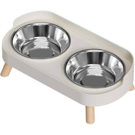 Mangiatoia rialzata per animali domestici, doppia mangiatoia in acciaio inox con supporto, resistente agli schizzi, ciotole rialzate per cibo e acqua (1/5)