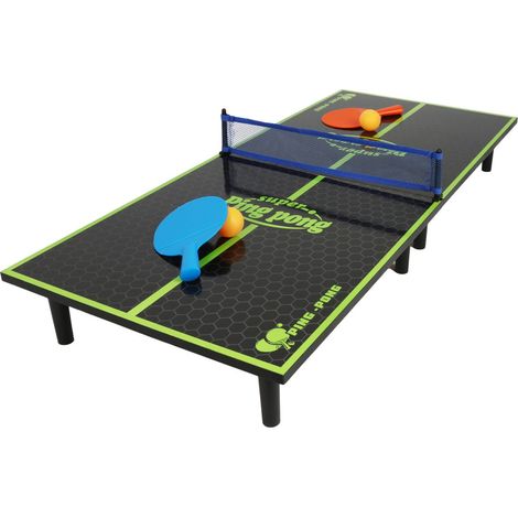 Mini Tischtennisplatte 90x40cm Tischtennis Pingpong Spielfeld Indoor Spielplatte Minitennis Netz Schläger Tennisball (1/4)