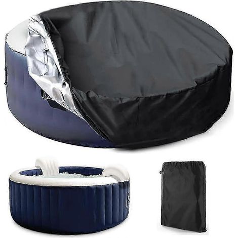 La couverture ronde pour le spa extérieur est fabriquée en tissu polyester imperméable. (1/5)