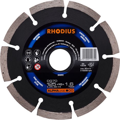 RHODIUS DG70, 1 Stück, 125 x 10,0 x 1,6 mm, Diamanttrennscheibe (1/3)