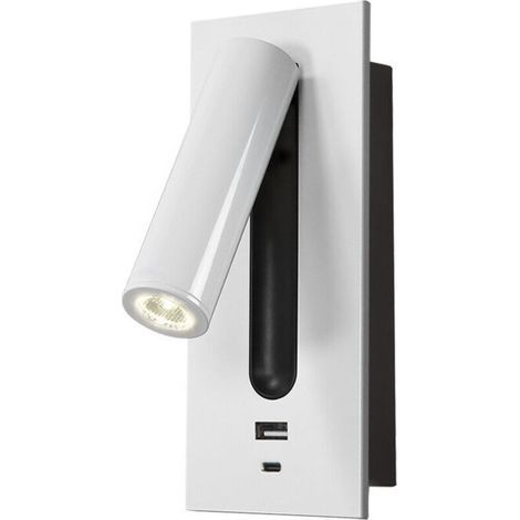 Liseuse LED Lampe de Chevet Interrupteur Caché Lampe de Chevet, Type C Lampe de Chevet Encastrée Applique Murale Lampe de Lecture, Rotatif à 350° Pliable à 90°, 3W Lumière Chaude 3000K, couleur Blanc (1/5)
