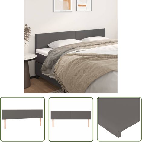 The Living Store Têtes de lit 2 pcs Gris 80x5x78/88 cm Similicuir - Tête De Lit - Têtière De Lit - Literie - Meuble De Chambre - Décoration Chambre (1/5)