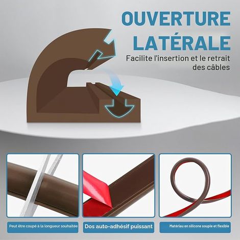 Goulotte Passe Cable Mural Cache Cable TV Mural adhésive Cache Fil Electrique Flexible Passe Fil en Silicone goulotte Electrique (Marron, 14mm×10mm×1m) (1/4)
