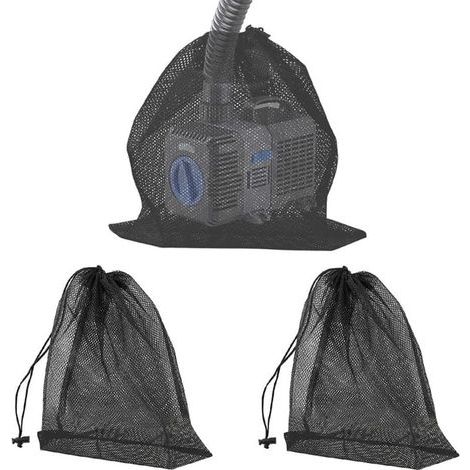 ALOVEZ 3 bolsas de malla para filtro de bomba de estanque con cordón, bolsa de barrera para bomba de agua para filtro de estanque exterior (4030cm/4545cm) (1/4)
