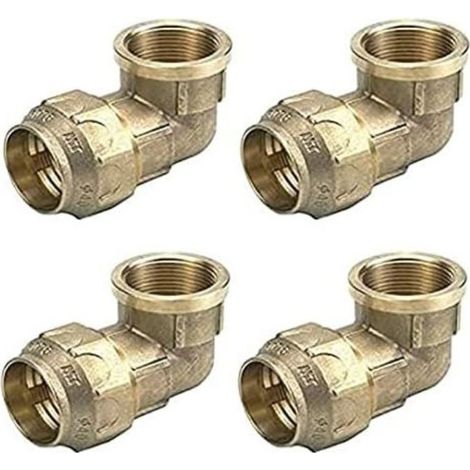 Pack 4 Codo hembra Latón 32mm x 1'' para tubería de polietileno 32 mm  Accesorio latón  Certificado Aenor  Codo rosca hembra (1/2)